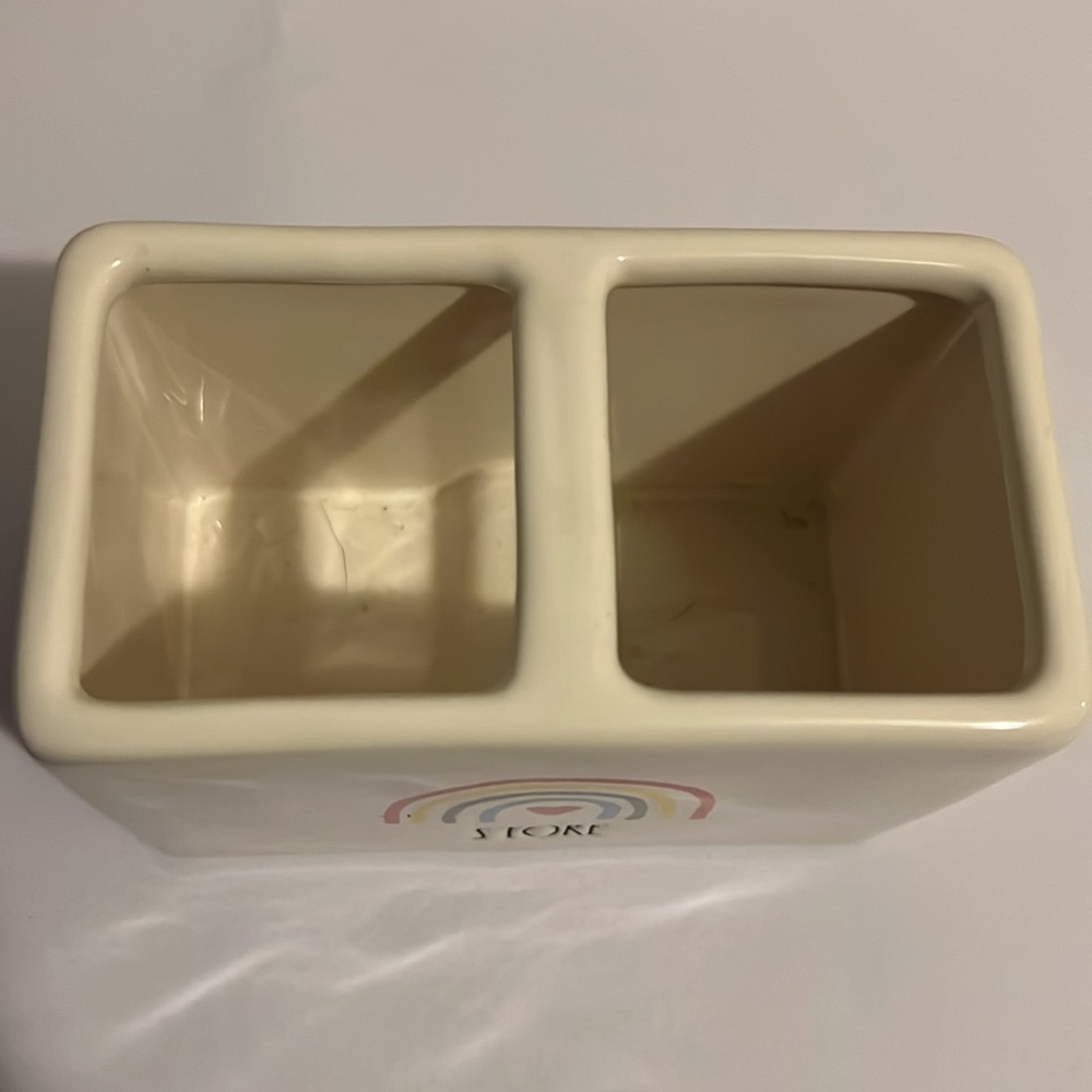 Rae Dunn Ceramic Holder Rainbow Pride Cosmetic Brushes Toothbrush Pens Store EUC - Picture 3 of 7